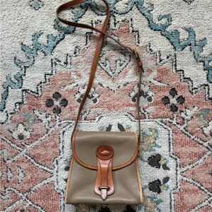 Dooney & Bourke Taupe Pebbled Leather Crossbody with Brown Trim